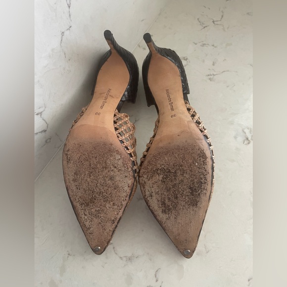 Alexandre Birman Raffia & Snakeskin Heels 39/8 - Picture 5 of 5